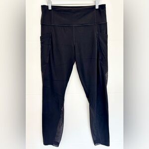 Athleta Black Side Pocket High Rise 25” Leggings Mesh Size Large